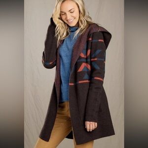 Toad&Co Merritt Merino Wool Hooded Open Cardigan Jacket Size Small *Minor FLAW*